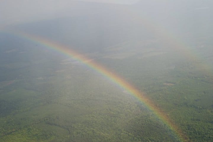 View of a rainbow from a plane.