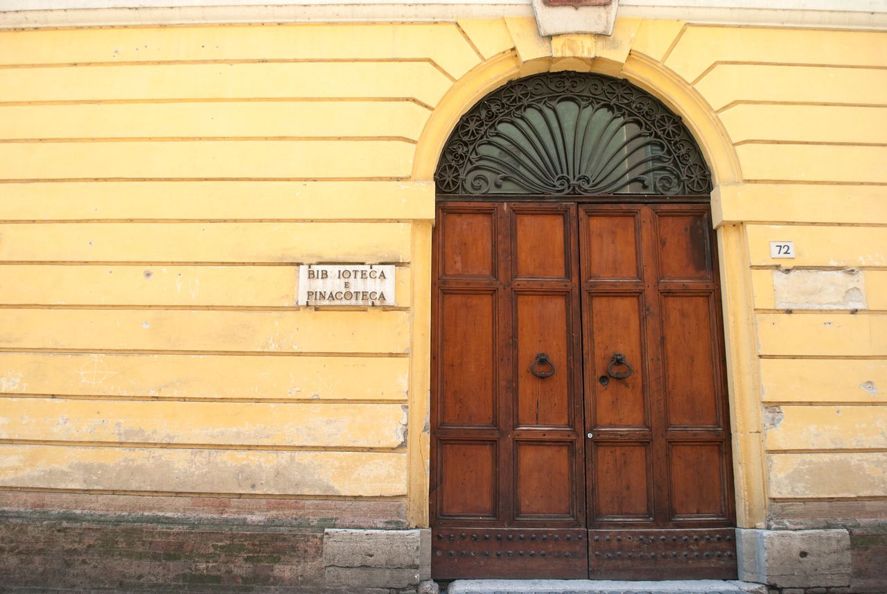 Door to a Pinacoteca in Bevagna Italy