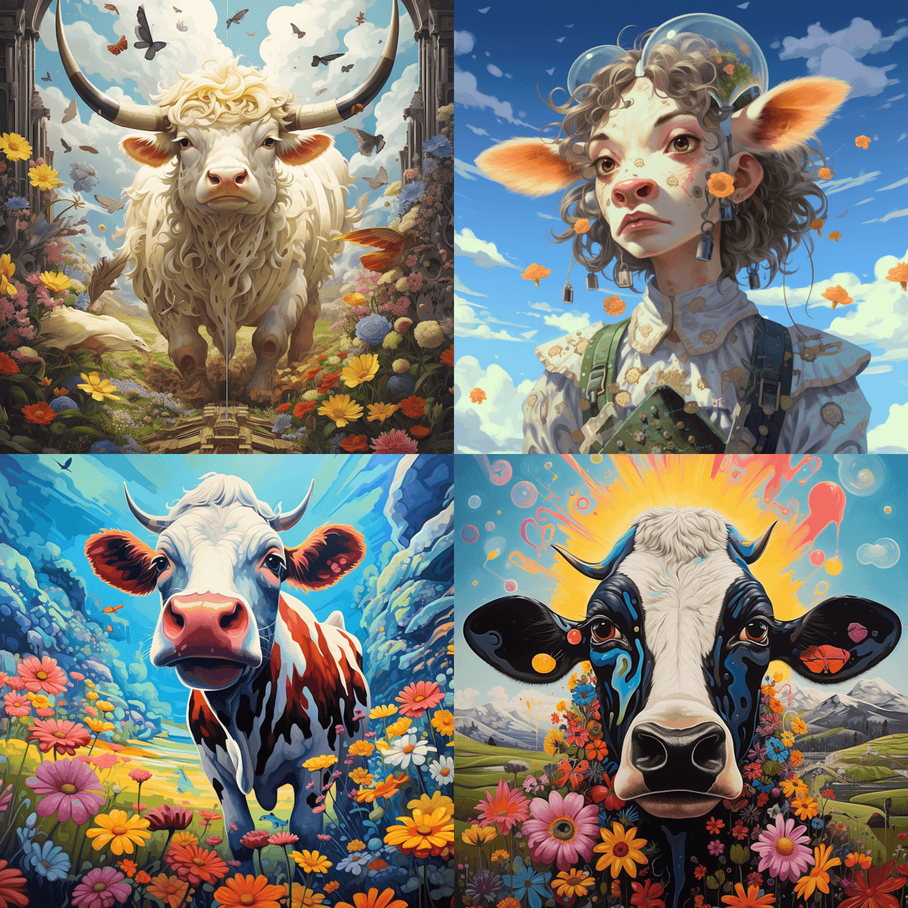 Midjourney result for cow emoji