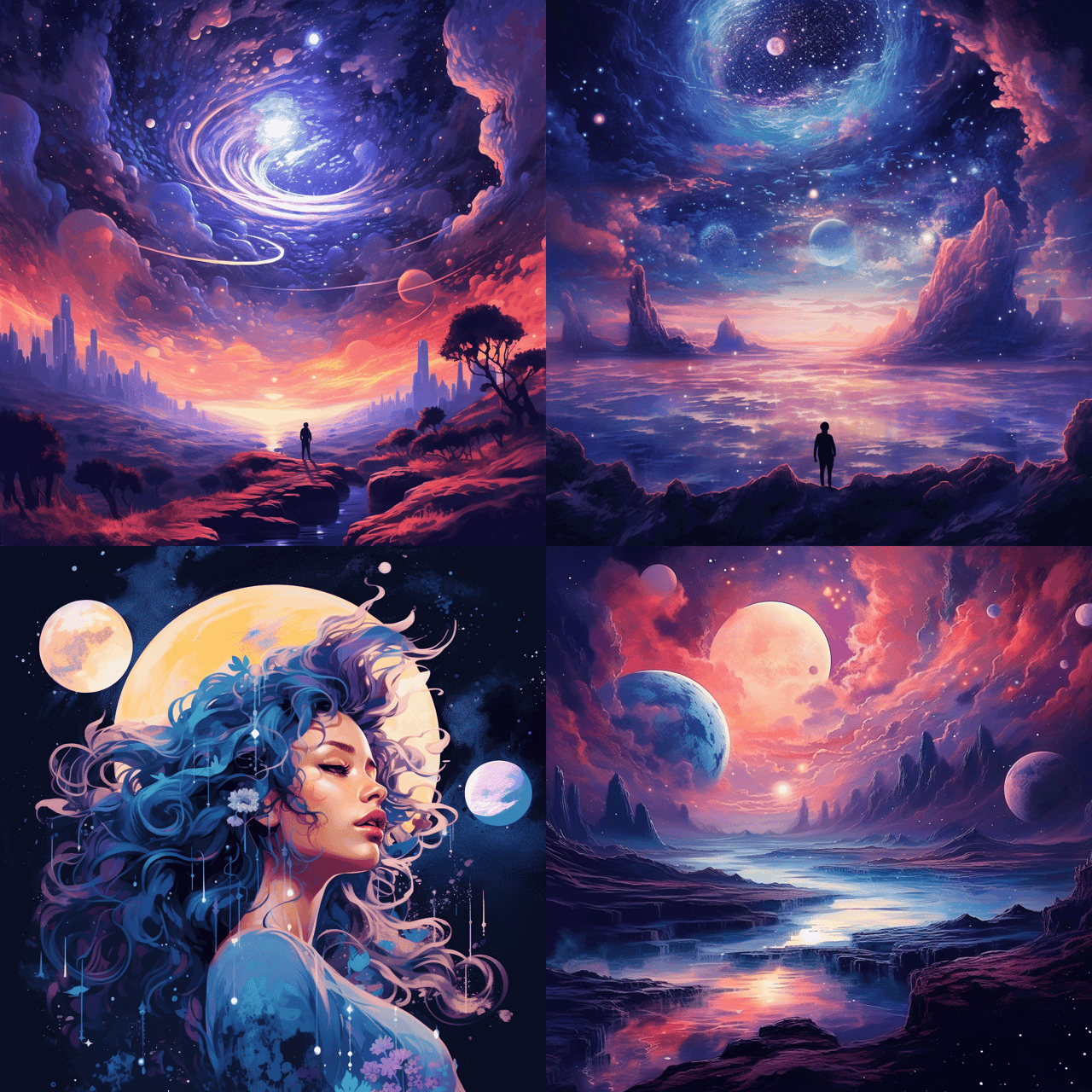 Midjourney result for planet, comet, stars