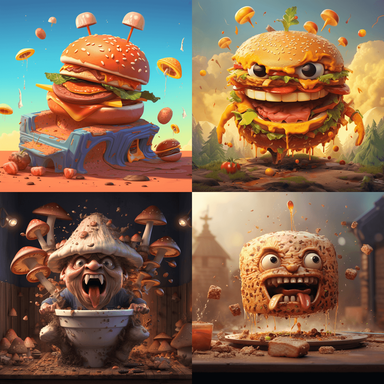 Midjourney result for poop sandwich