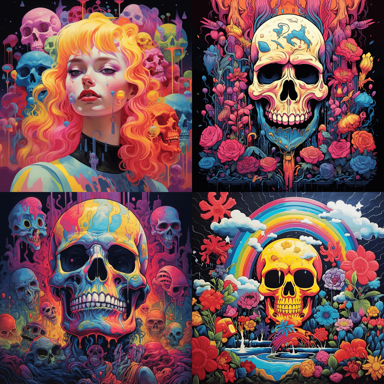 Midjourney result for skull rainbow