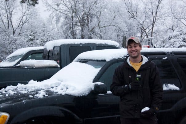 Eric poses in the parking lot.