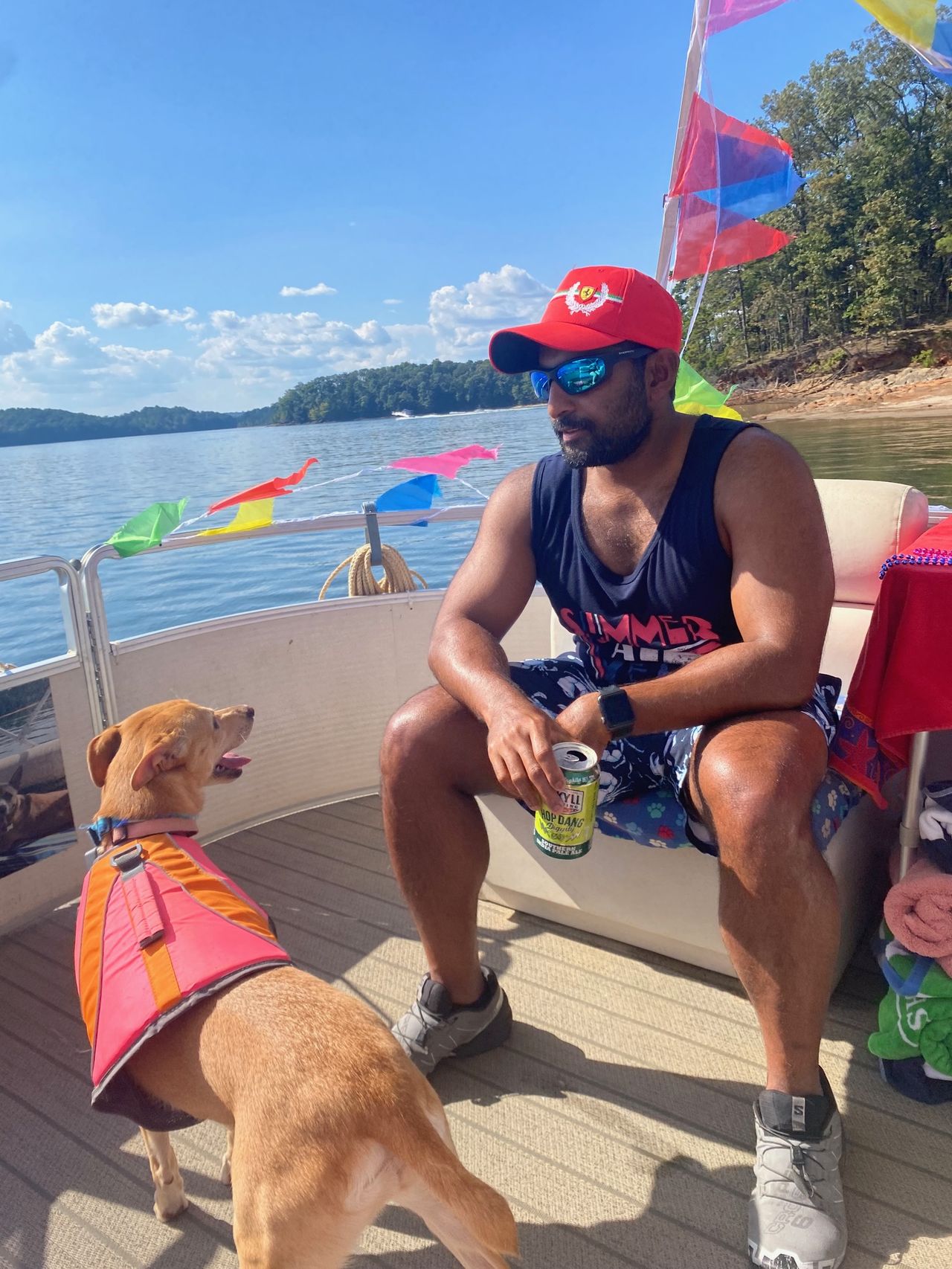 Andy and Luna on the boat.
