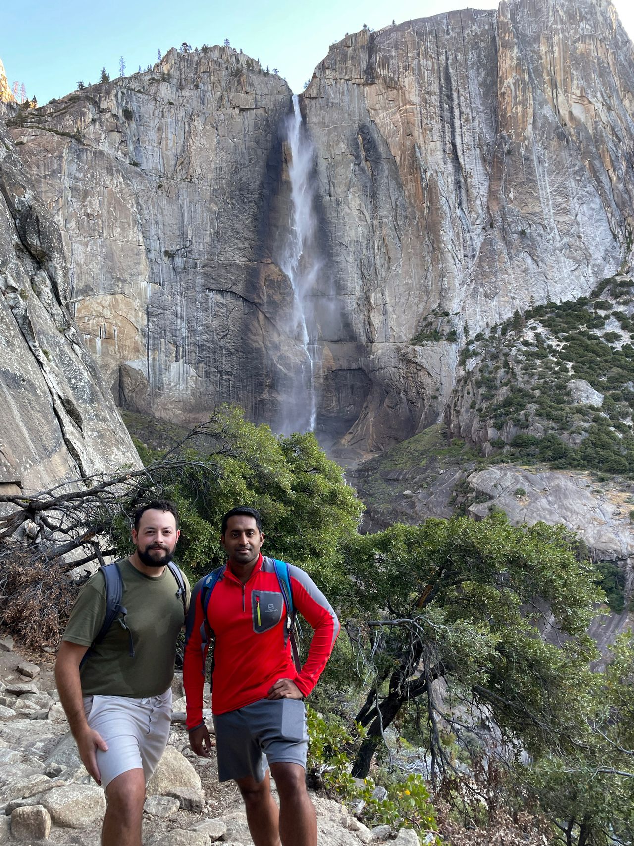 Andi and I pose in front of Yosemite Falls.