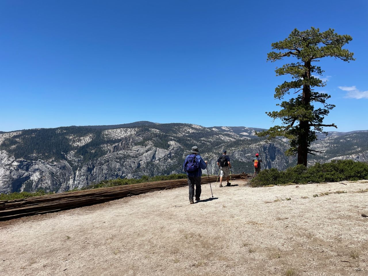 The hiking along the trail from Sentinel Dome to Taft Point.