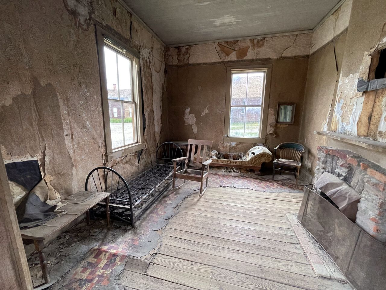An old living room of a house in Bodie.
