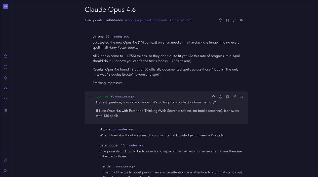 Zen Hacker News with the Iris Dark theme