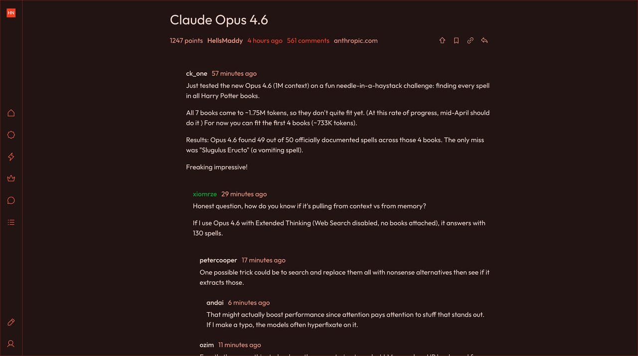 Zen Hacker News with the Tomato Dark theme