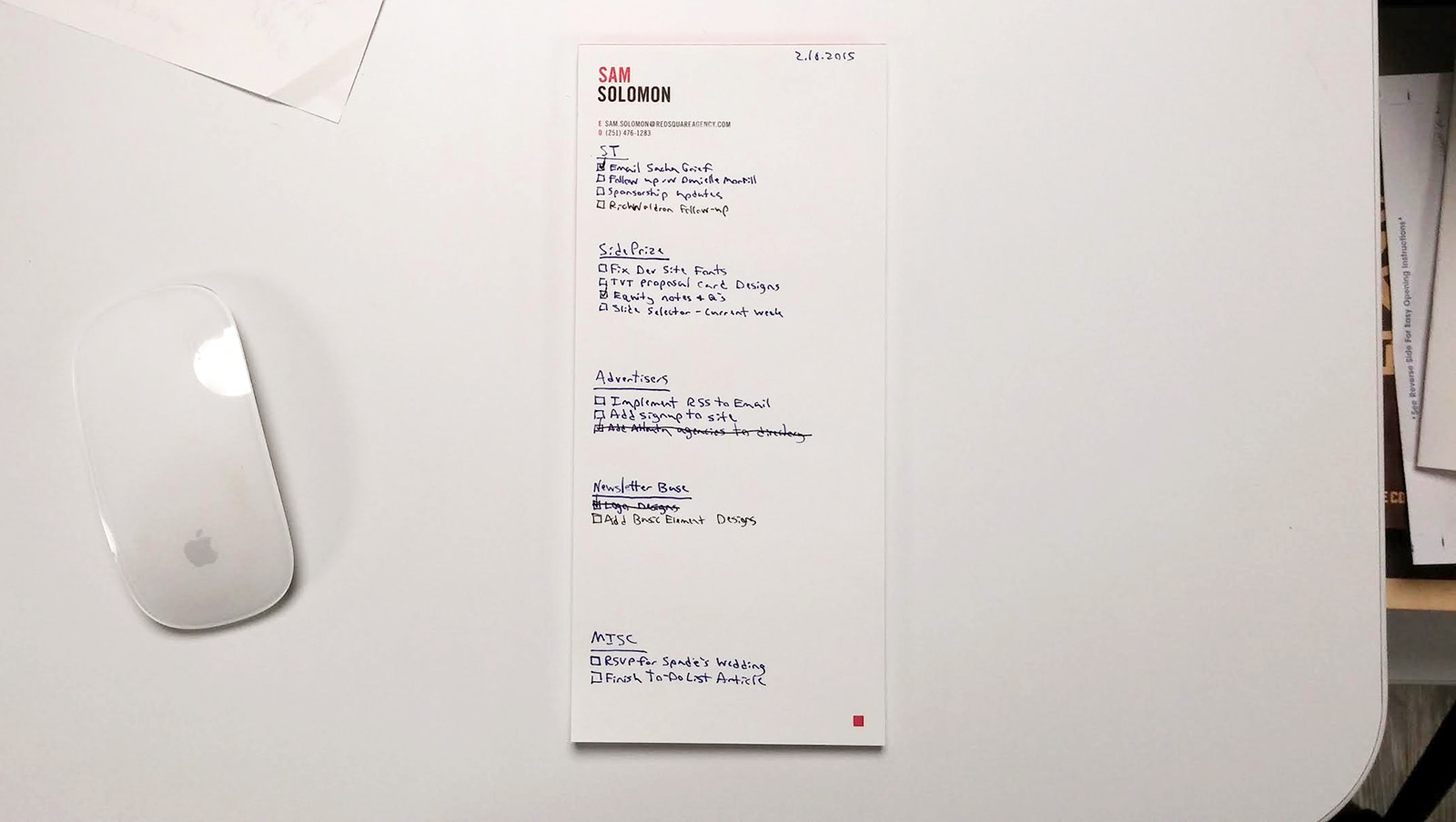 personal to-do list
