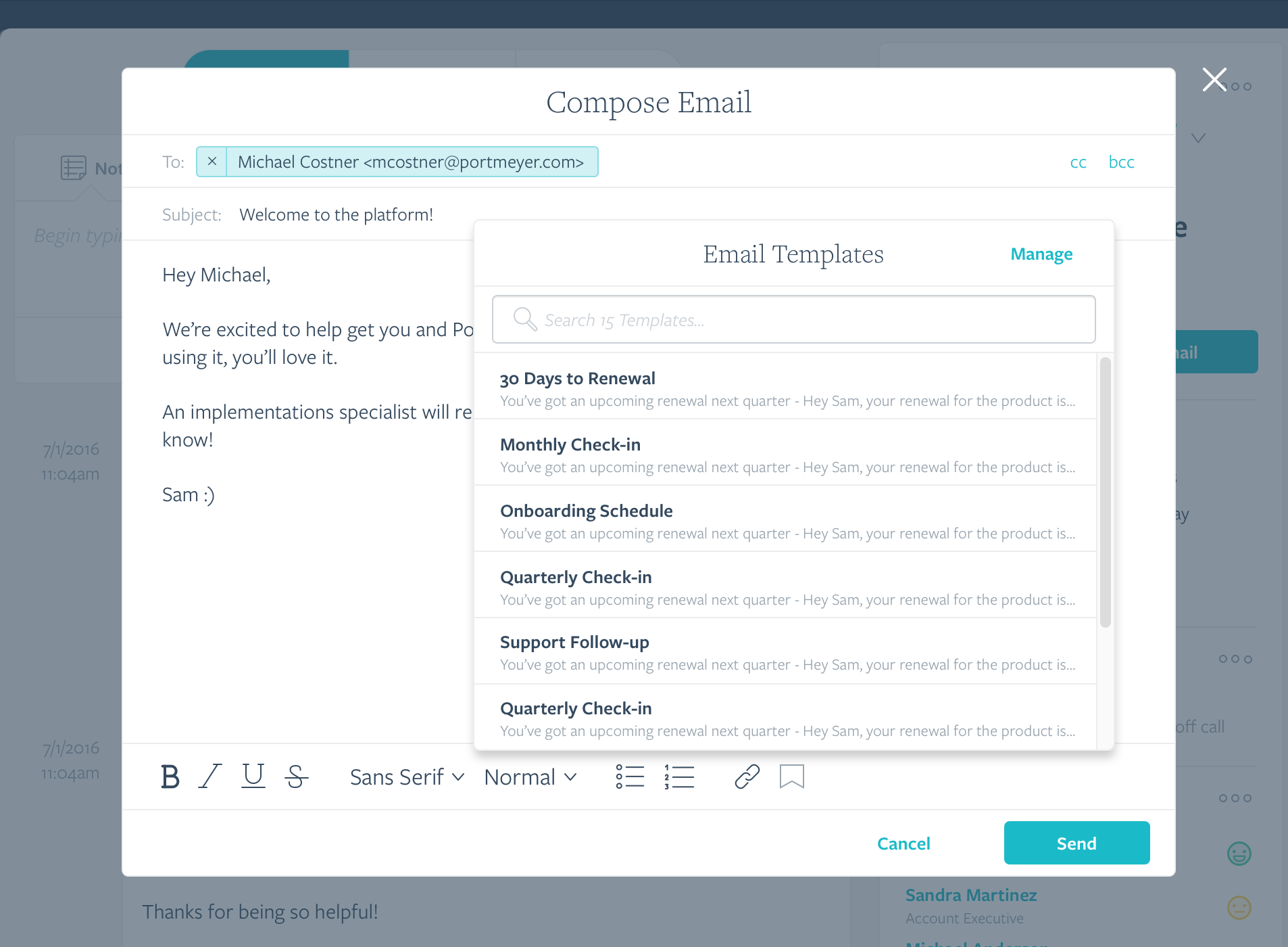 Select Email Template